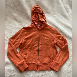 Vintage Original Penguin Orange Full Zip Hoodie Sweatshirt Y2K Large 100% cotton